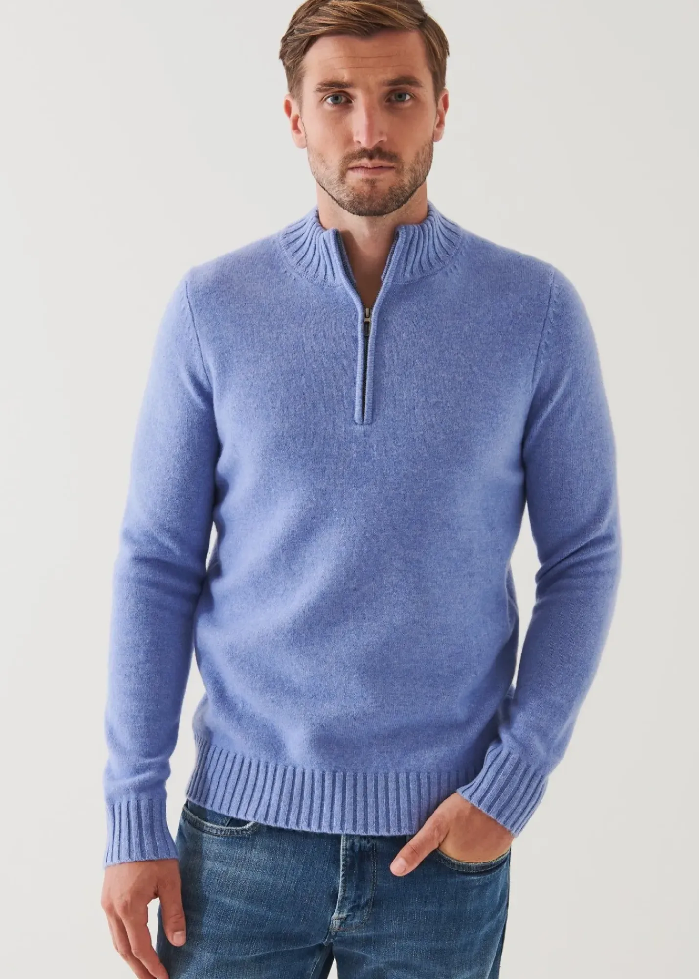 PATRICK ASSARAF Merino Quarter Zip Sweater|Men Knitwear