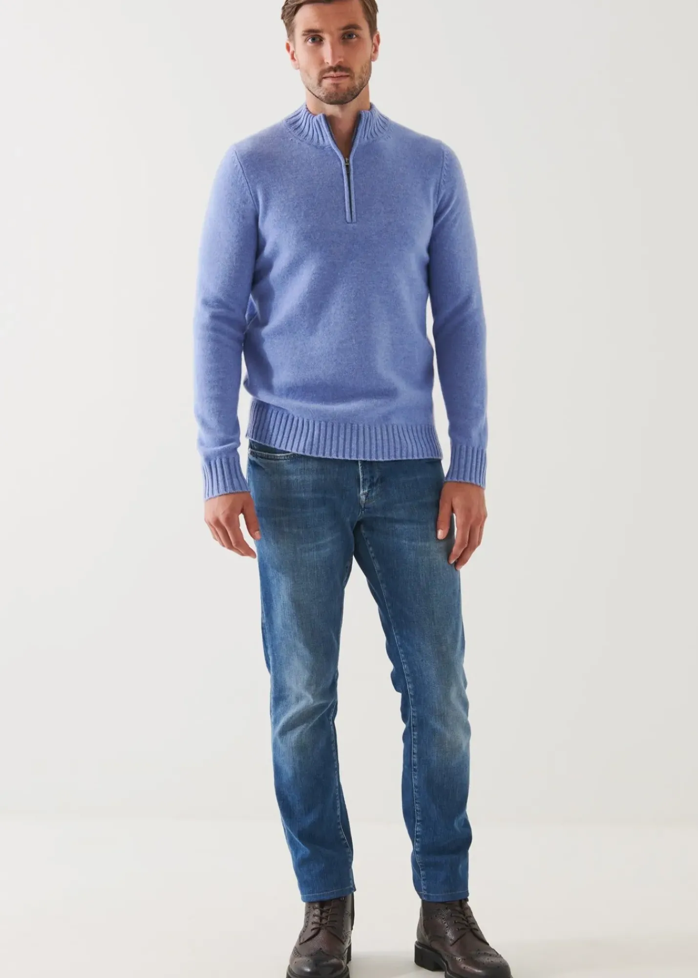 PATRICK ASSARAF Merino Quarter Zip Sweater|Men Knitwear