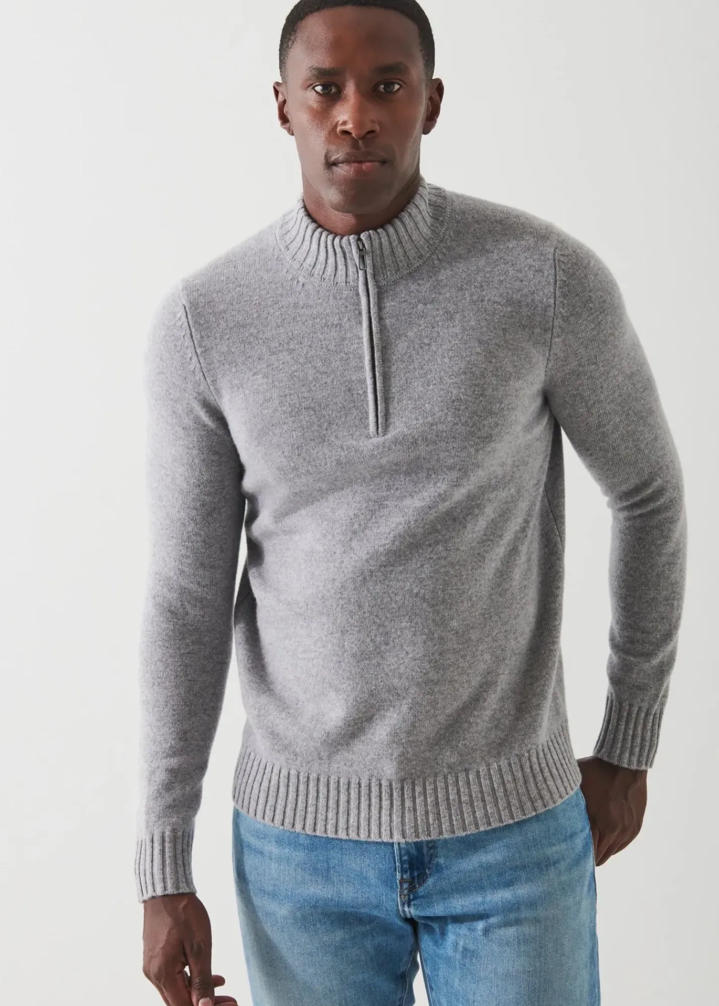 PATRICK ASSARAF Merino Quarter Zip Sweater|Men Knitwear