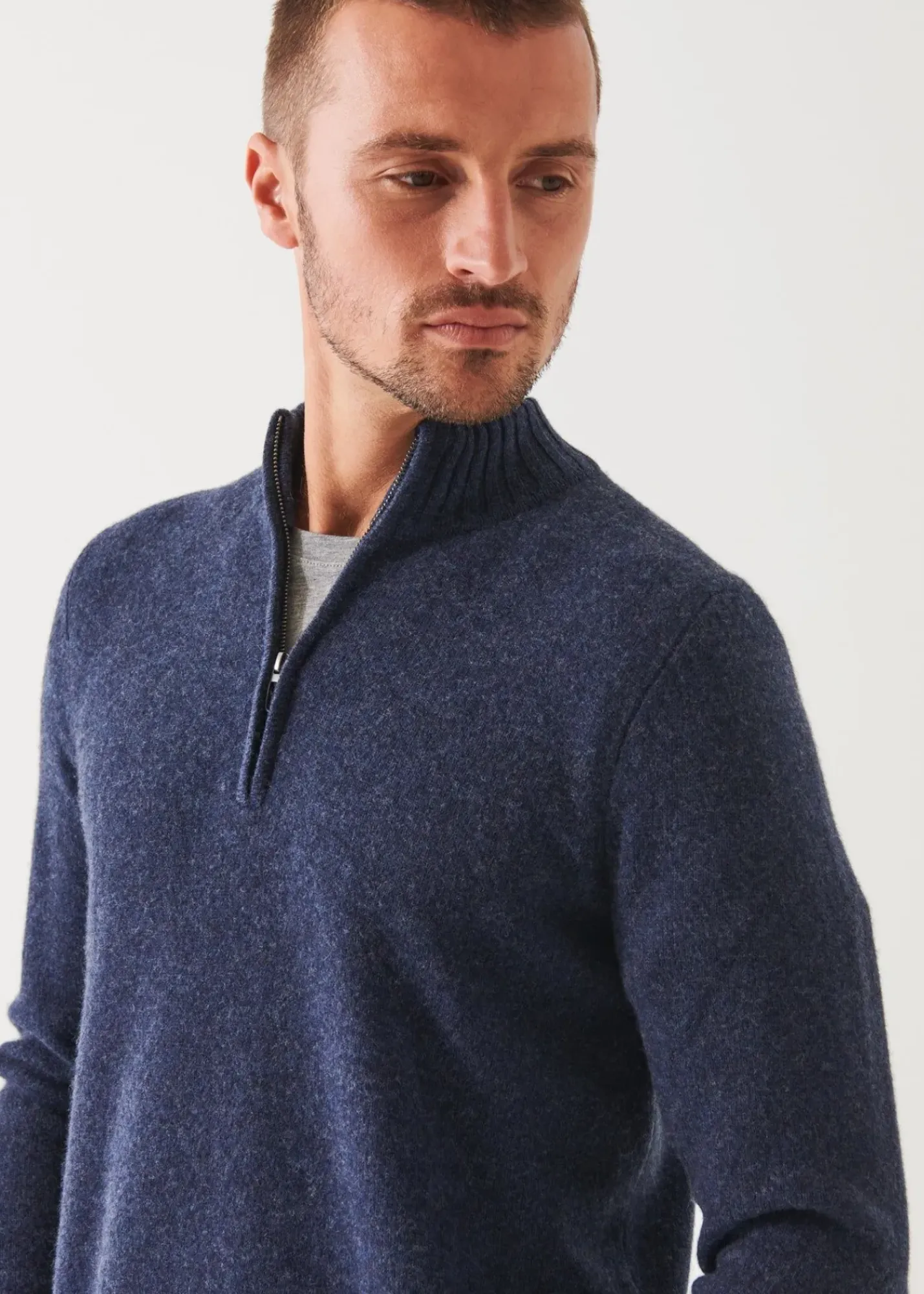 PATRICK ASSARAF Merino Quarter Zip Sweater|Men Knitwear