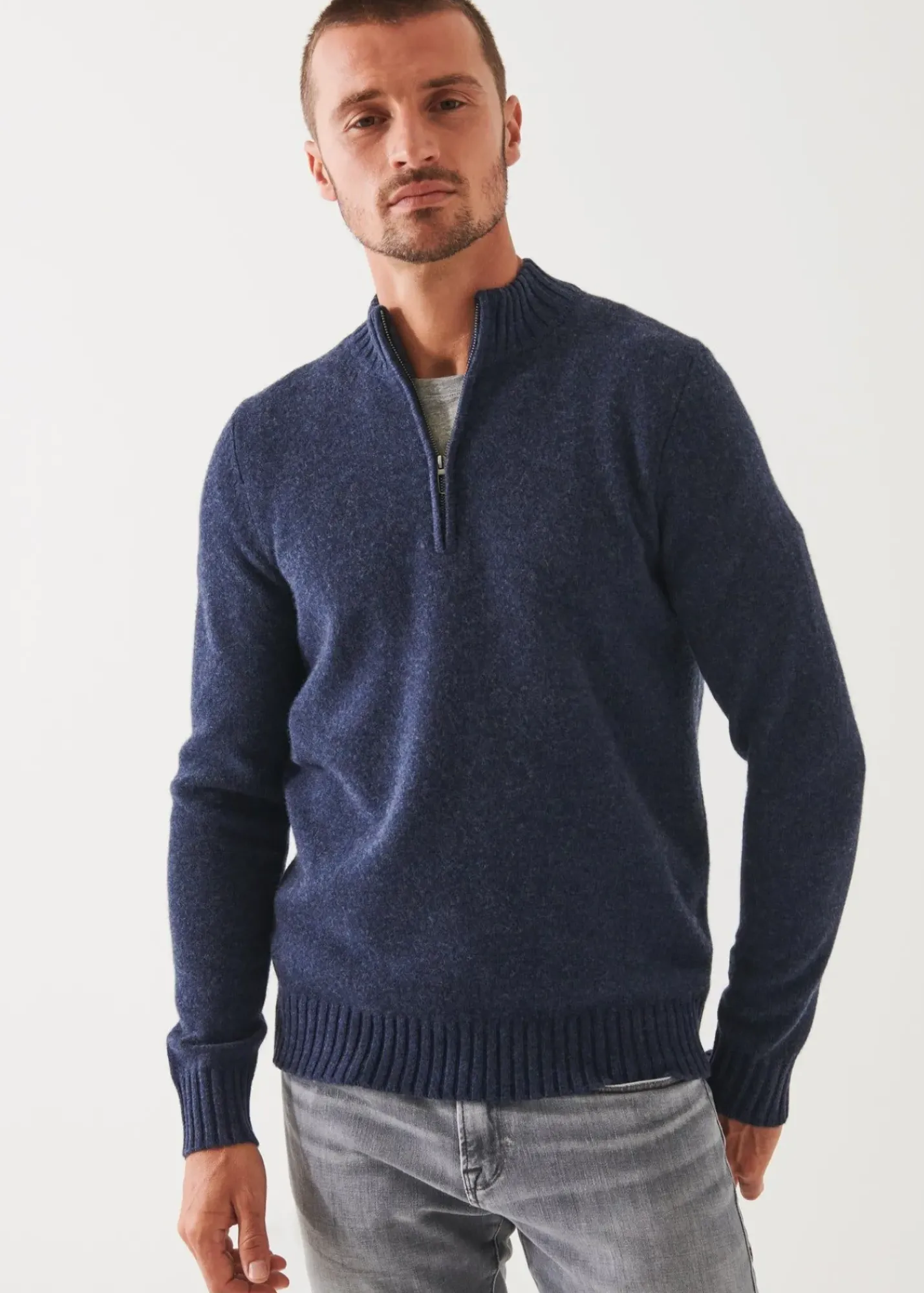 PATRICK ASSARAF Merino Quarter Zip Sweater|Men Knitwear