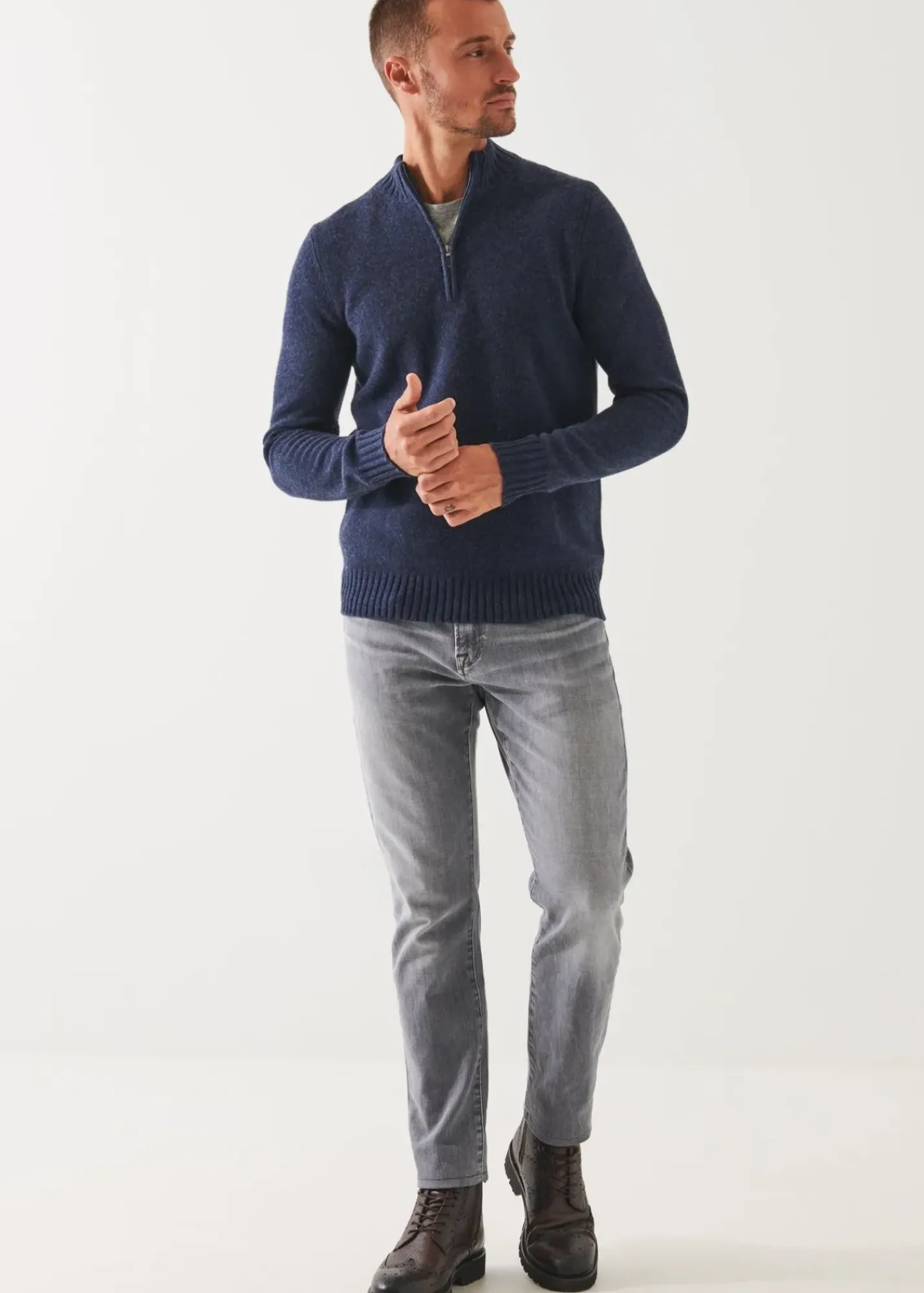 PATRICK ASSARAF Merino Quarter Zip Sweater|Men Knitwear