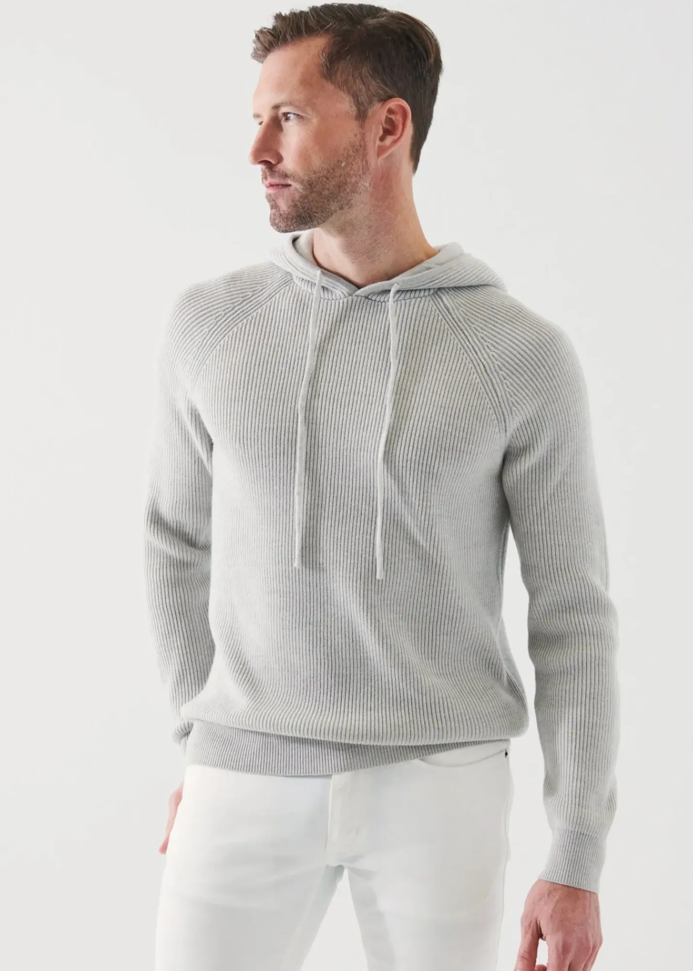 PATRICK ASSARAF Merino Ribbed Hoodie|Men Knitwear