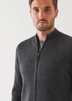 PATRICK ASSARAF Merino Waffle Full Zip Cardigan|Men Knitwear