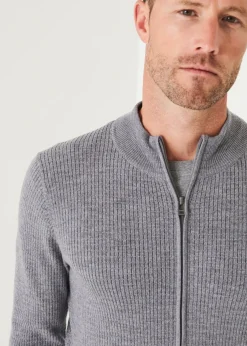 PATRICK ASSARAF Merino Waffle Full Zip Cardigan|Men Knitwear