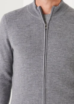 PATRICK ASSARAF Merino Waffle Full Zip Cardigan|Men Knitwear