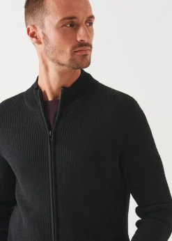 PATRICK ASSARAF Merino Waffle Full Zip Cardigan|Men Knitwear