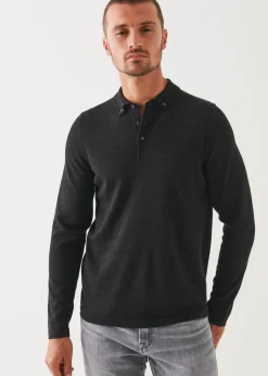 PATRICK ASSARAF Merino Wool Button Down Polo|Men Knitwear