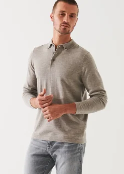 PATRICK ASSARAF Merino Wool Button Down Polo|Men Polos