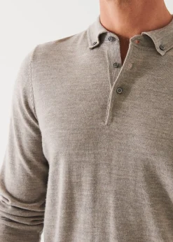PATRICK ASSARAF Merino Wool Button Down Polo|Men Polos