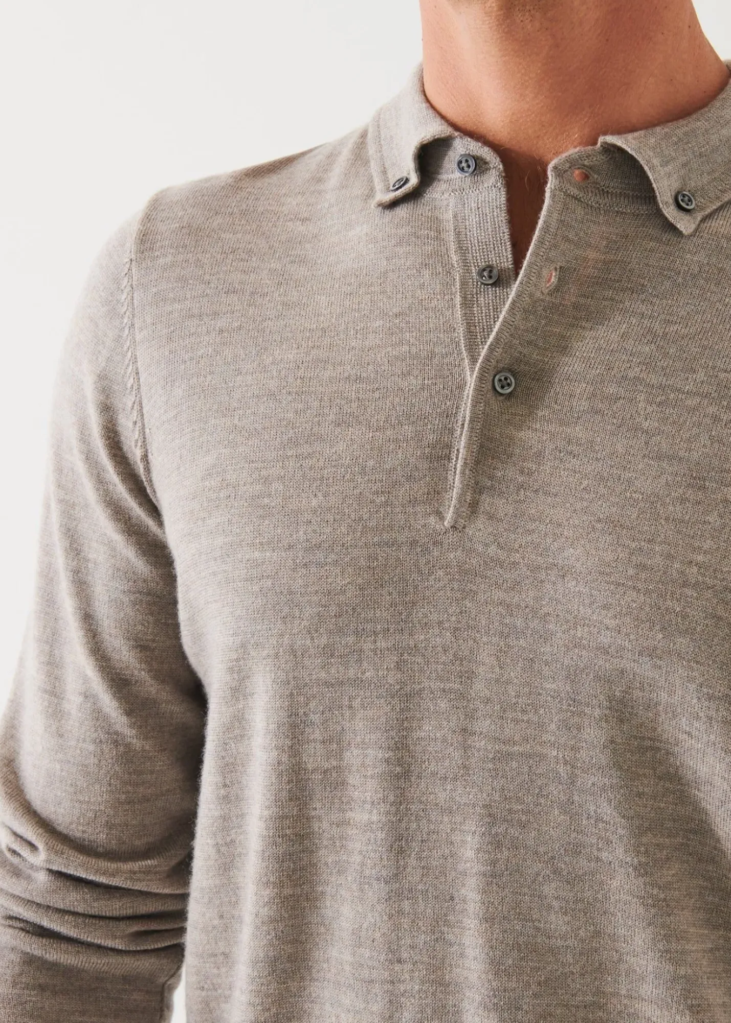 PATRICK ASSARAF Merino Wool Button Down Polo|Men Polos