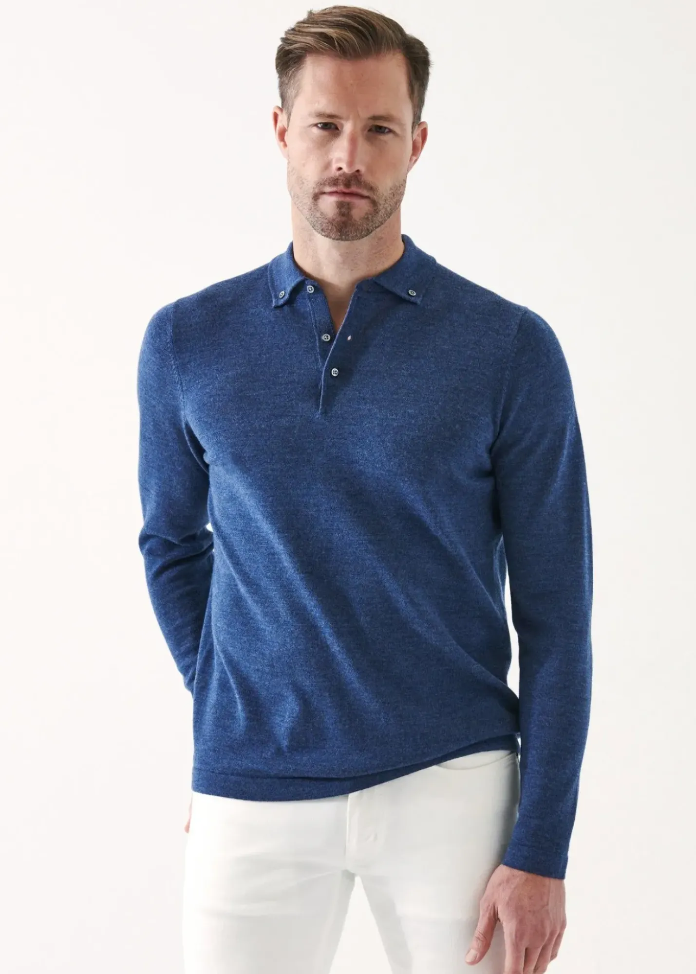 PATRICK ASSARAF Merino Wool Button Down Polo|Men Polos