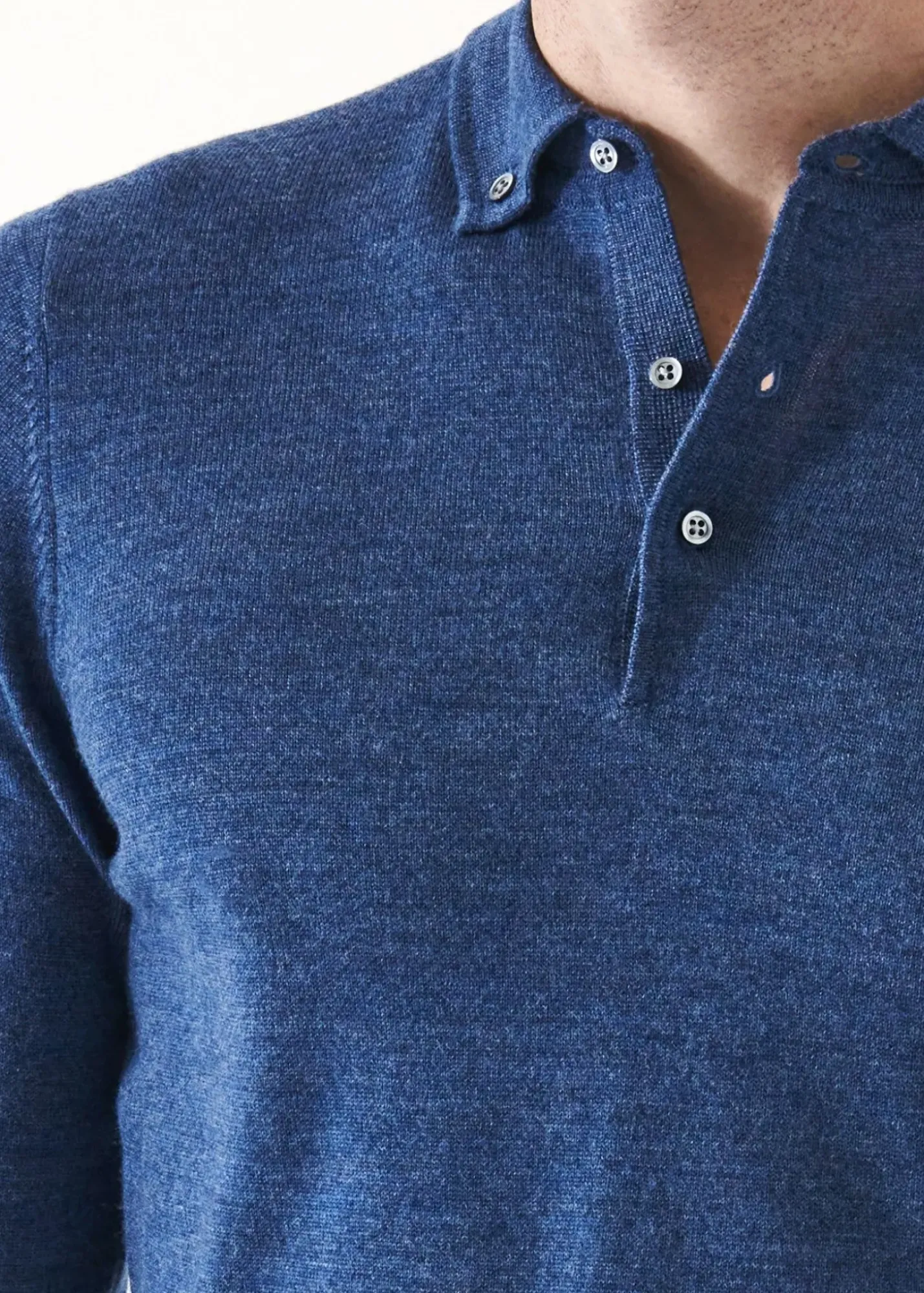 PATRICK ASSARAF Merino Wool Button Down Polo|Men Polos