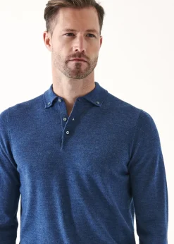 PATRICK ASSARAF Merino Wool Button Down Polo|Men Polos