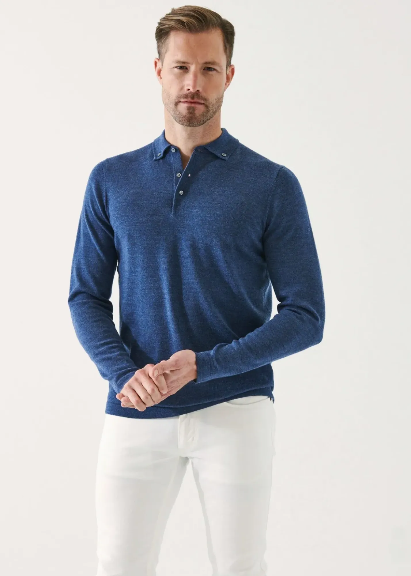 PATRICK ASSARAF Merino Wool Button Down Polo|Men Polos