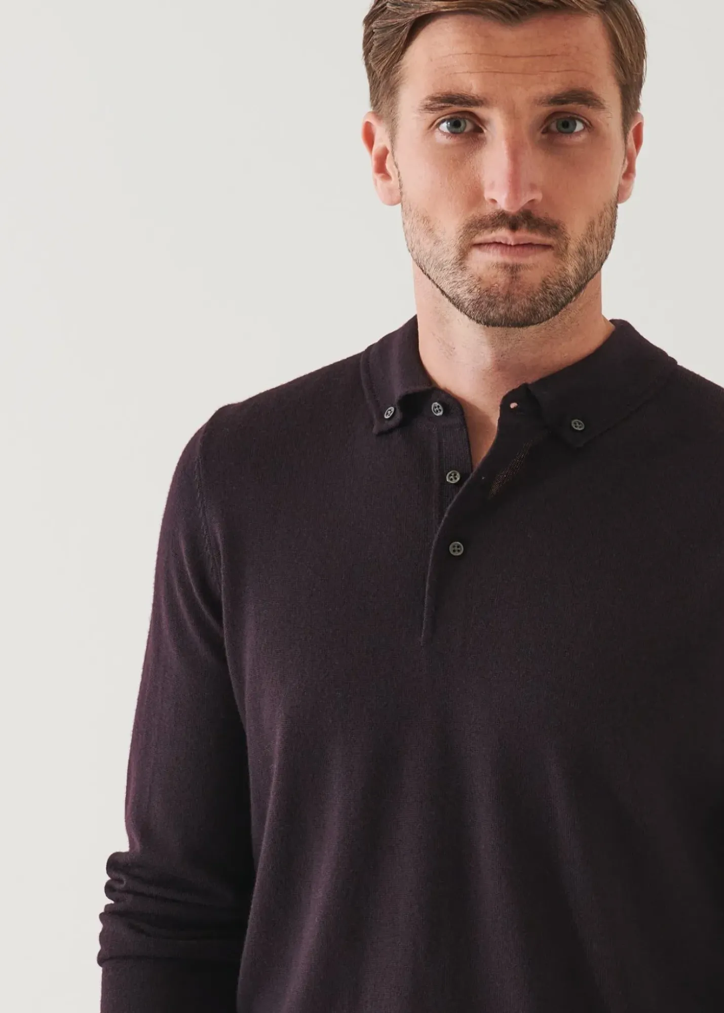 PATRICK ASSARAF Merino Wool Button Down Polo|Men Polos
