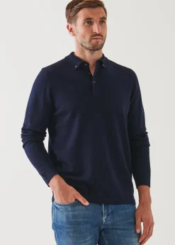 PATRICK ASSARAF Merino Wool Button Down Polo|Men Polos