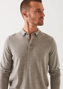 PATRICK ASSARAF Merino Wool Button Down Polo|Men Polos