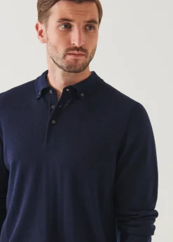 PATRICK ASSARAF Merino Wool Button Down Polo|Men Polos