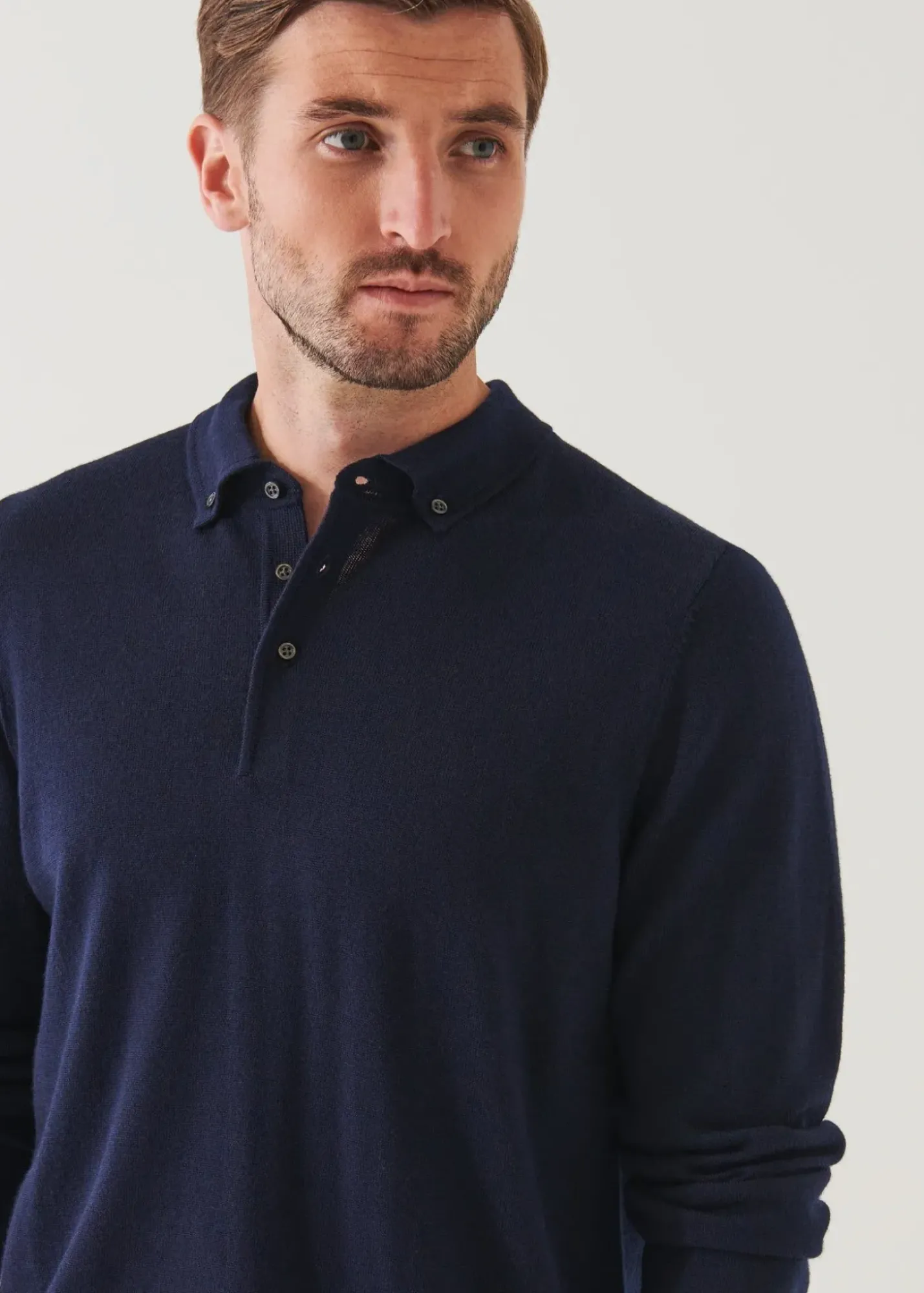 PATRICK ASSARAF Merino Wool Button Down Polo|Men Polos