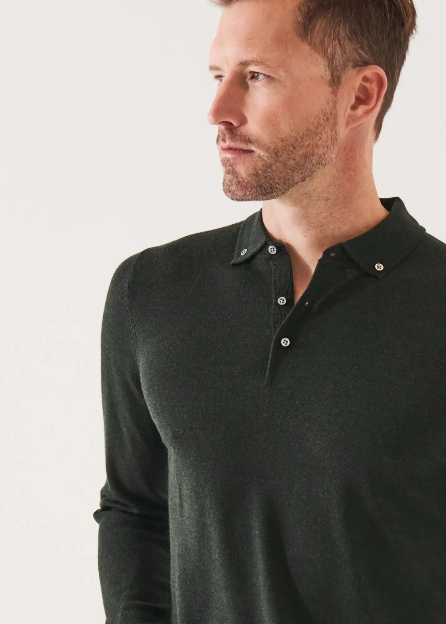 PATRICK ASSARAF Merino Wool Button Down Polo|Men Polos