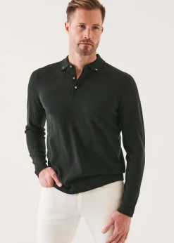 PATRICK ASSARAF Merino Wool Button Down Polo|Men Polos