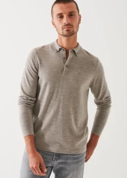 PATRICK ASSARAF Merino Wool Button Down Polo|Men Polos