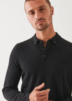PATRICK ASSARAF Merino Wool Button Down Polo|Men Polos
