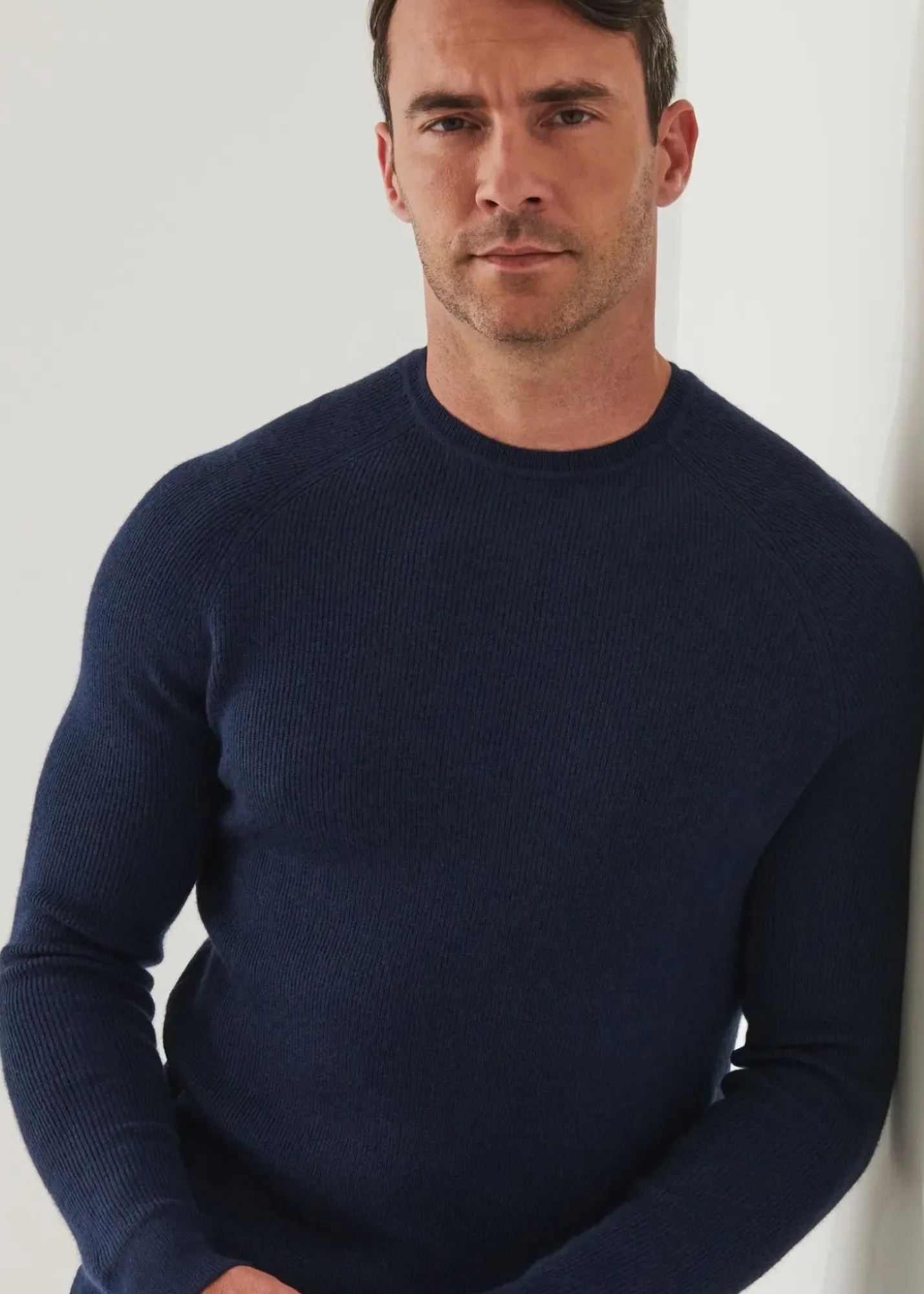 PATRICK ASSARAF Merino Wool Ribbed Crewneck|Men Knitwear