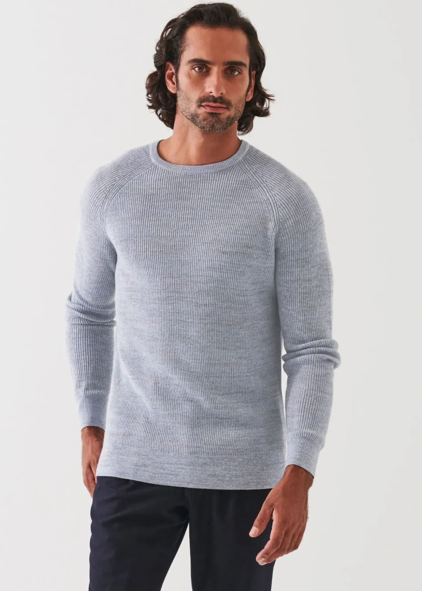 PATRICK ASSARAF Merino Wool Ribbed Crewneck|Men Knitwear