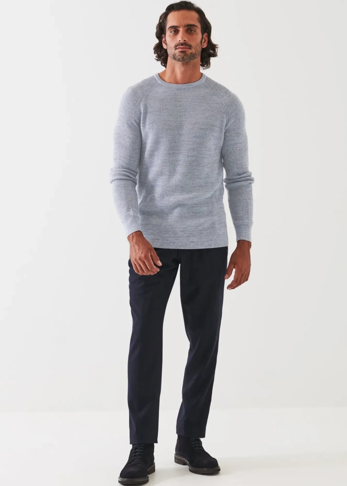 PATRICK ASSARAF Merino Wool Ribbed Crewneck|Men Knitwear