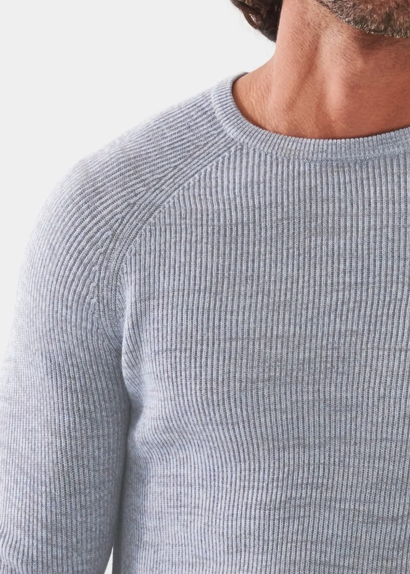 PATRICK ASSARAF Merino Wool Ribbed Crewneck|Men Knitwear