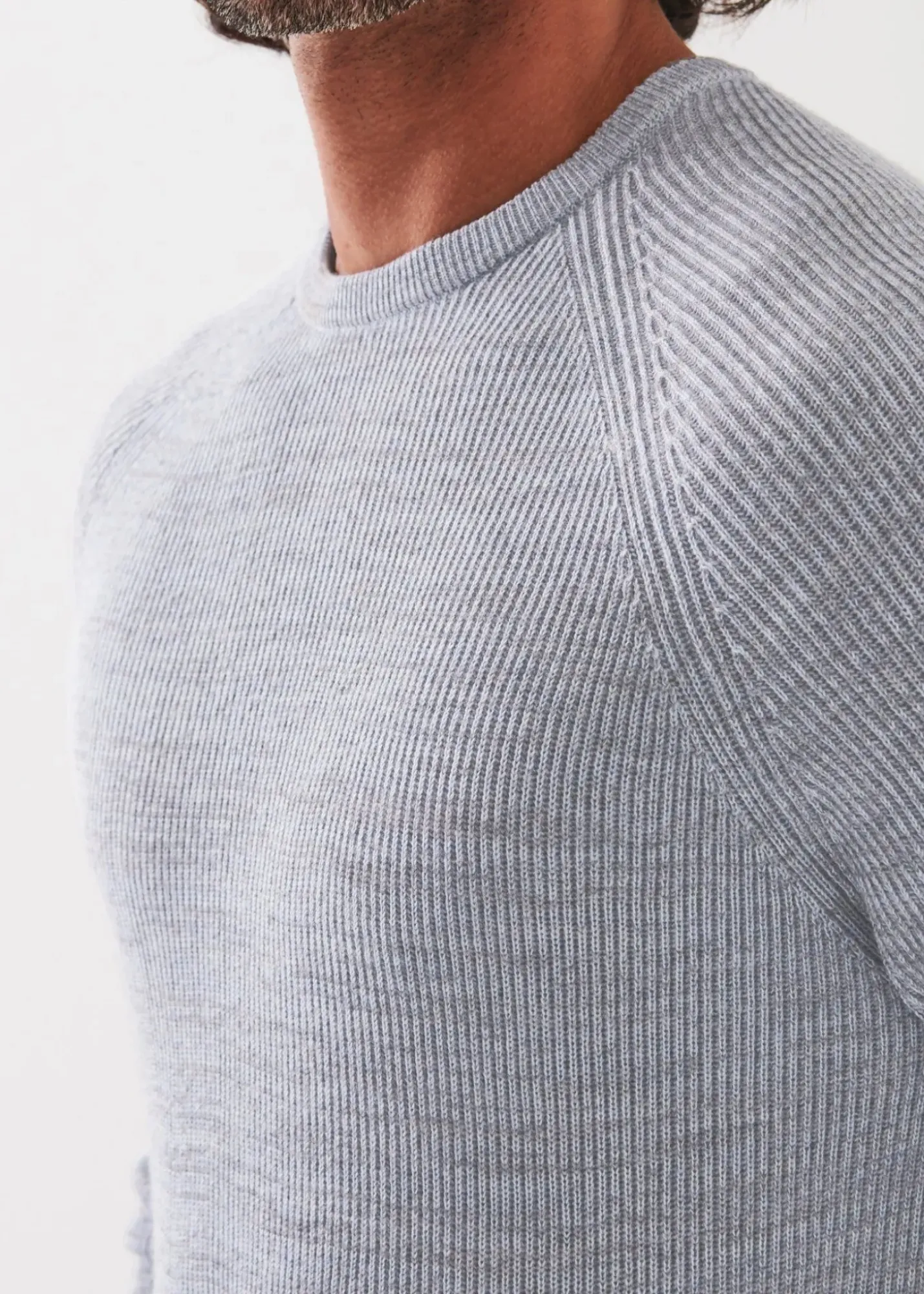 PATRICK ASSARAF Merino Wool Ribbed Crewneck|Men Knitwear