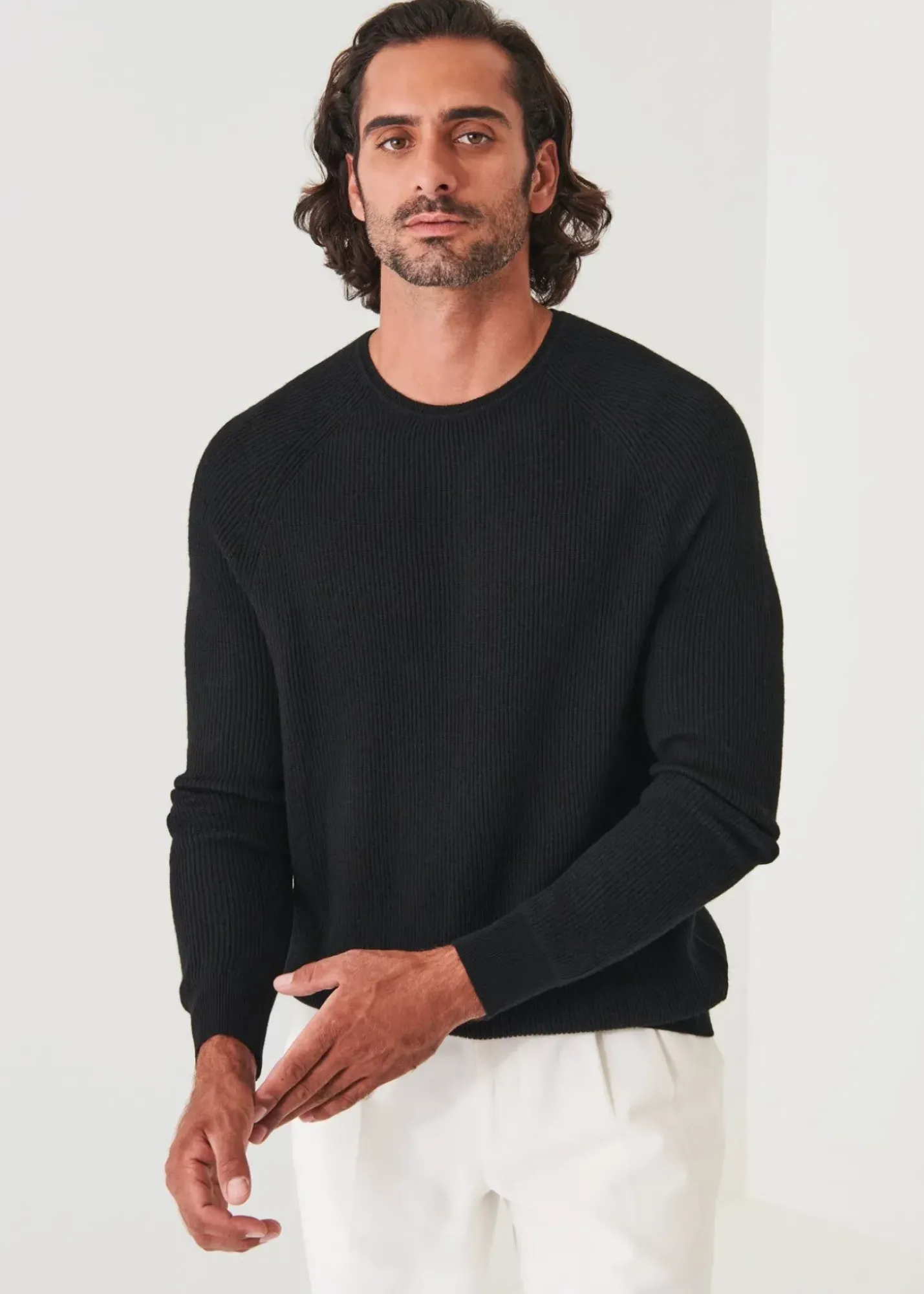 PATRICK ASSARAF Merino Wool Ribbed Crewneck|Men Knitwear