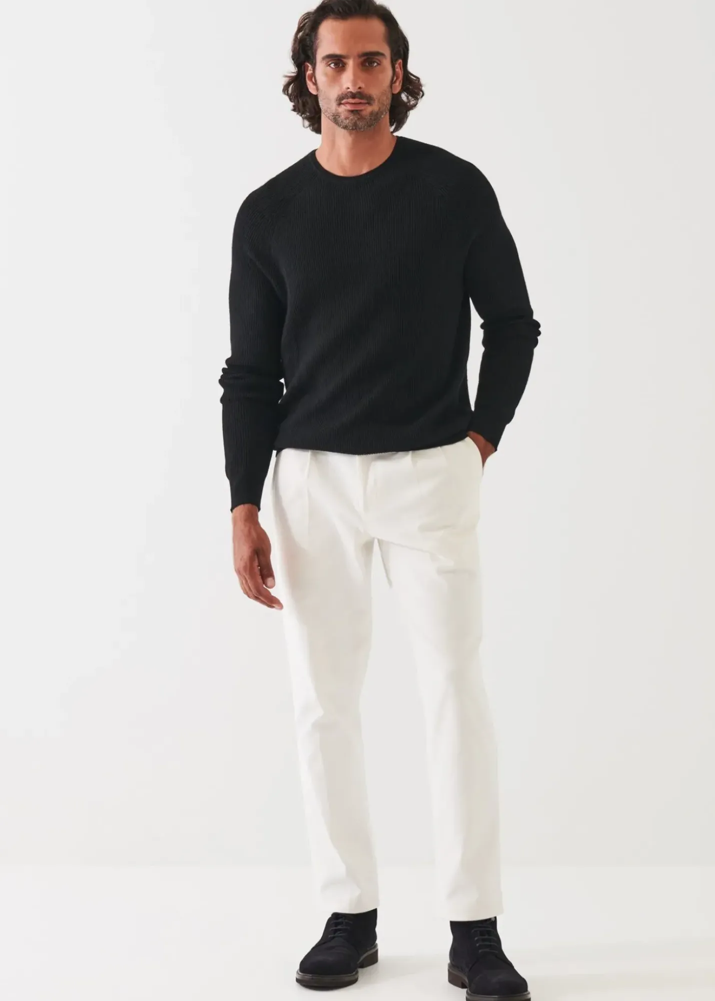 PATRICK ASSARAF Merino Wool Ribbed Crewneck|Men Knitwear