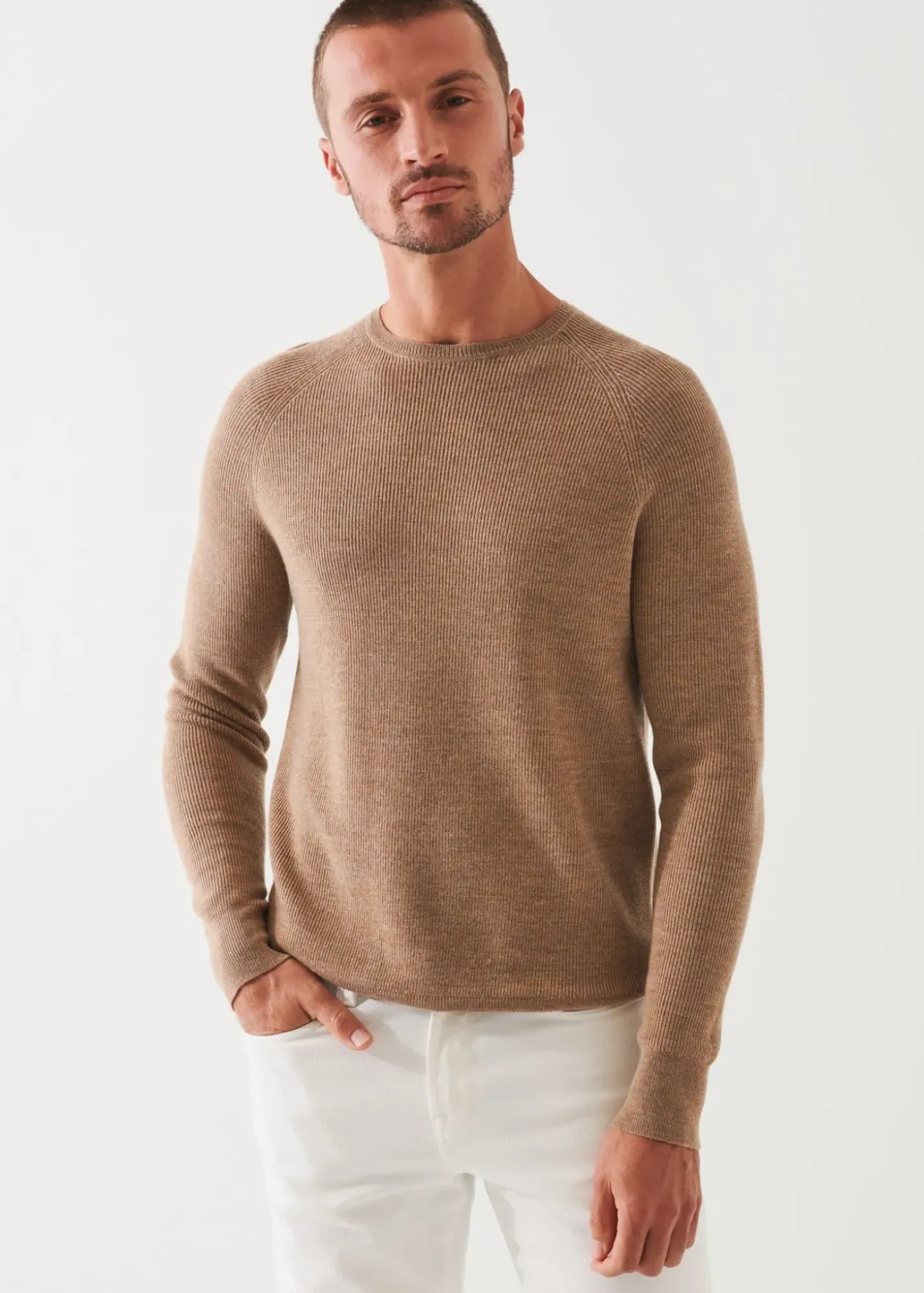 PATRICK ASSARAF Merino Wool Ribbed Crewneck|Men Knitwear