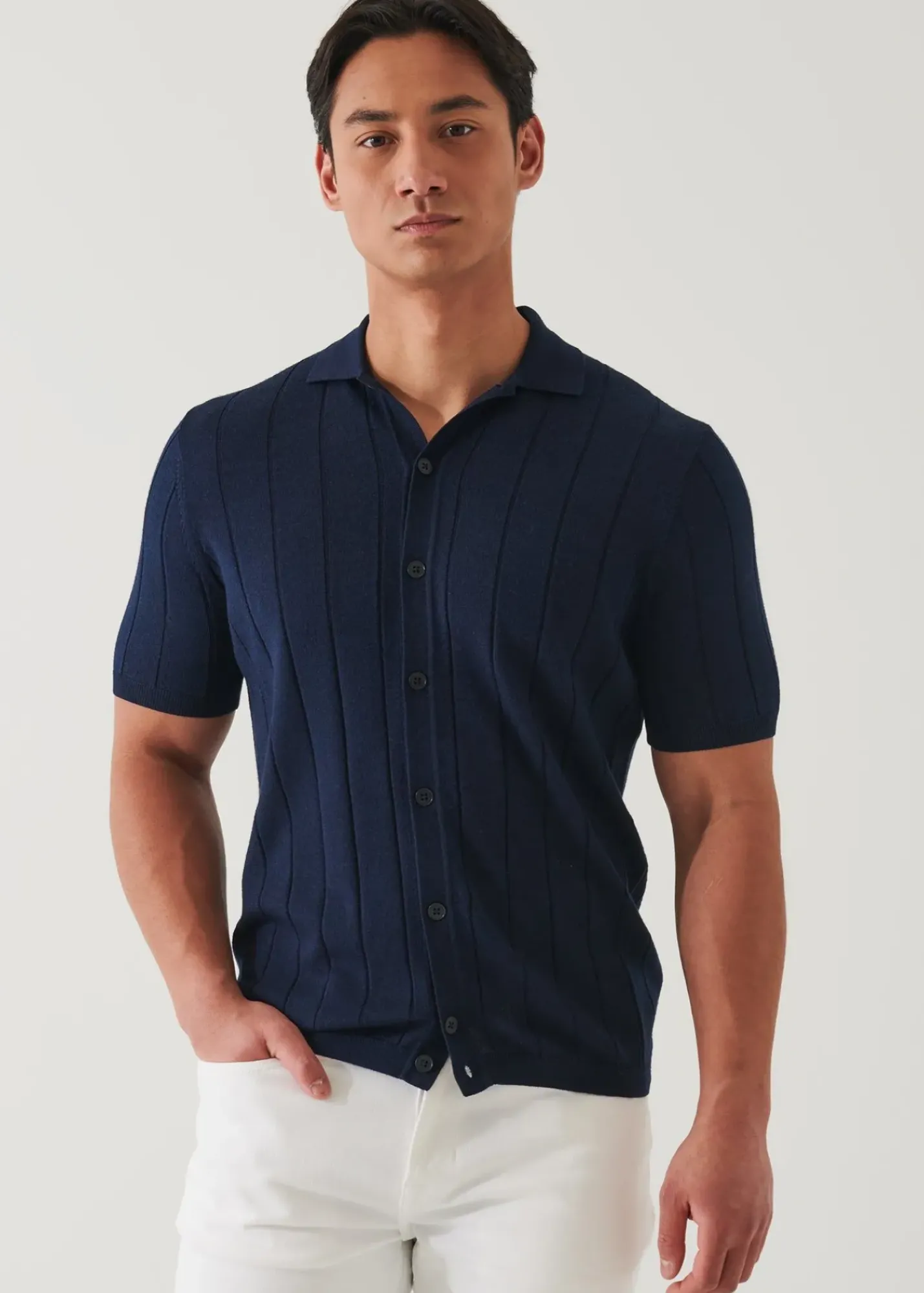 PATRICK ASSARAF Merino Wool-Silk Blend Knit Button Up|Men Knitwear