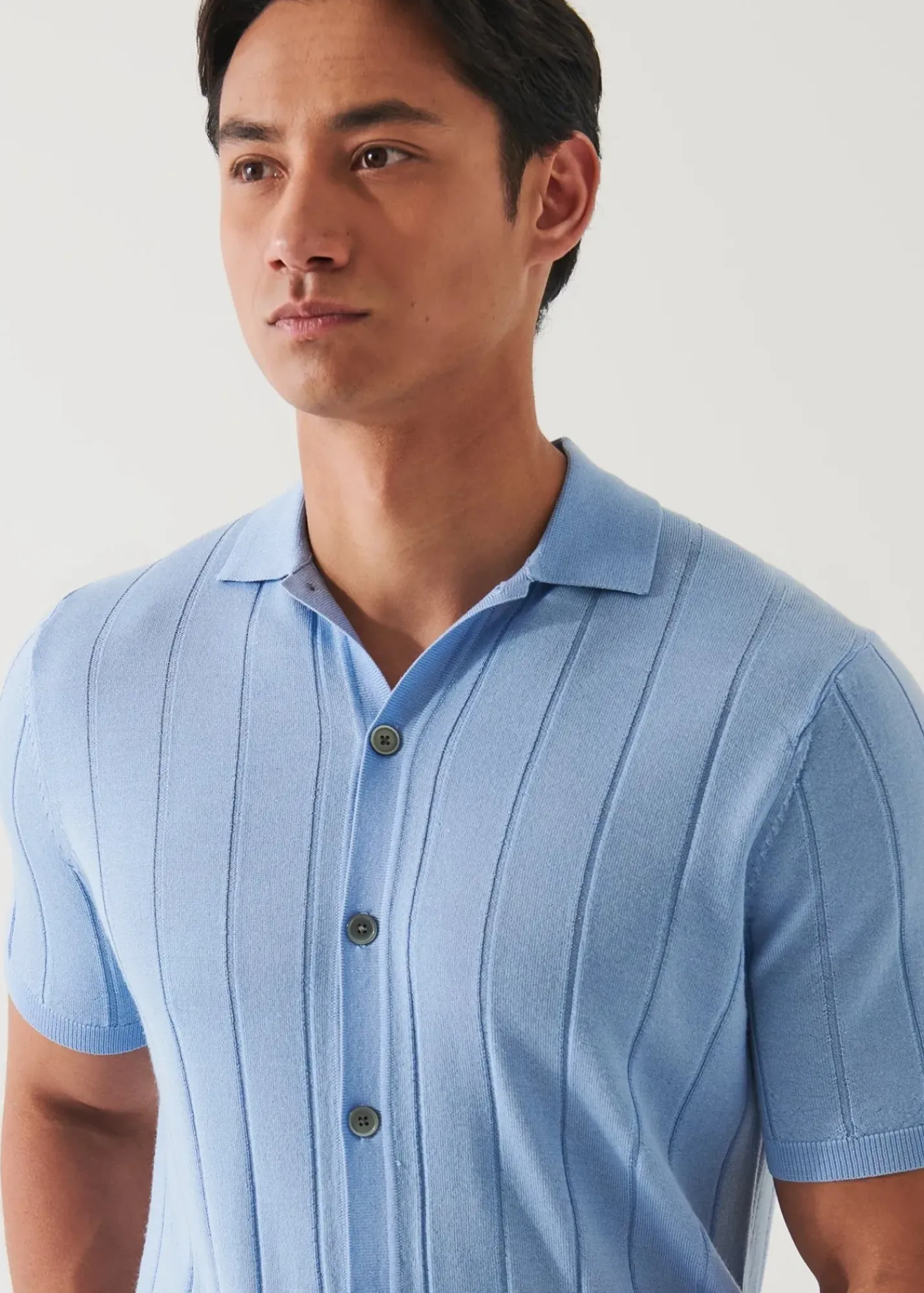 PATRICK ASSARAF Merino Wool-Silk Blend Knit Button Up|Men Knitwear