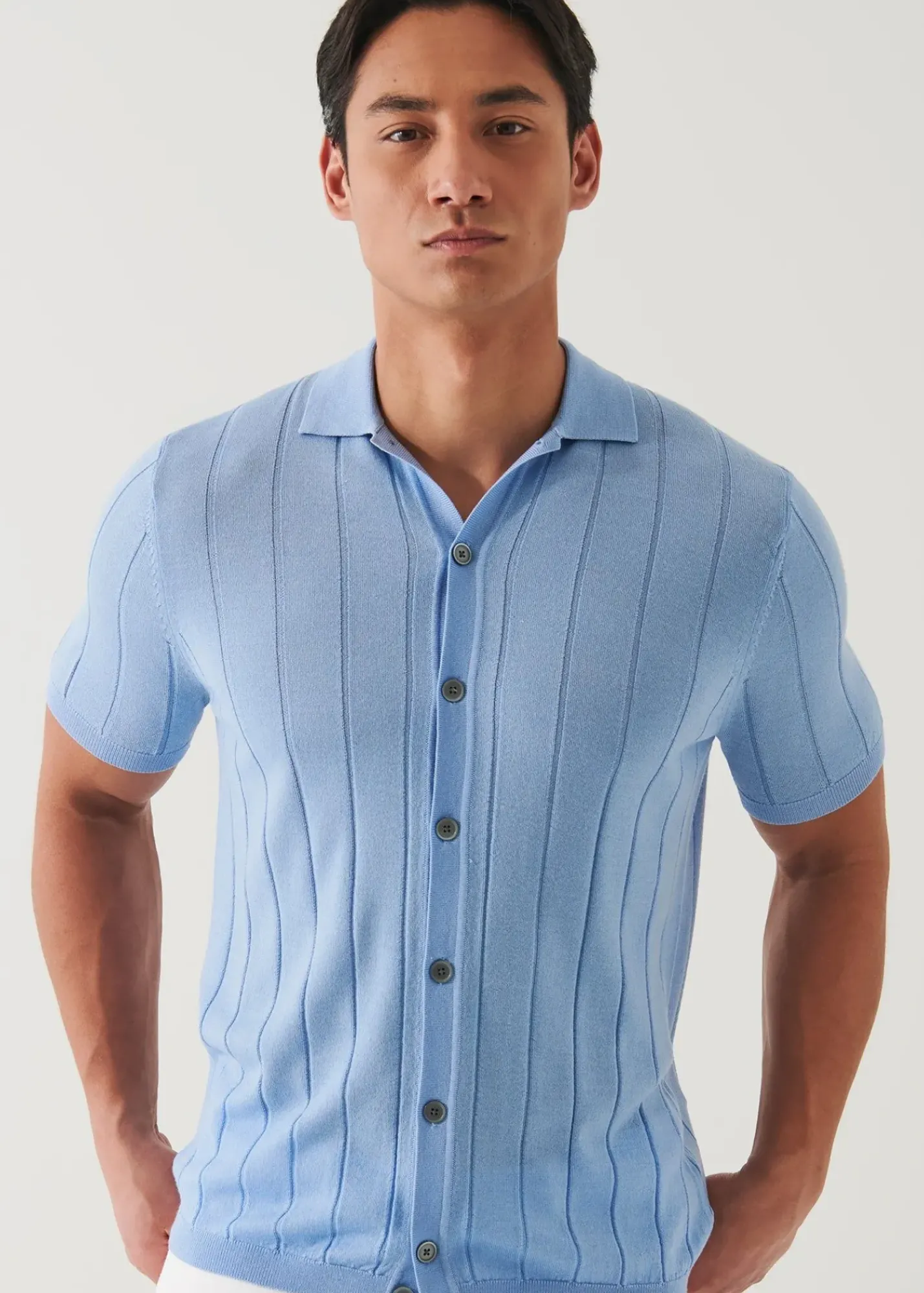 PATRICK ASSARAF Merino Wool-Silk Blend Knit Button Up|Men Knitwear