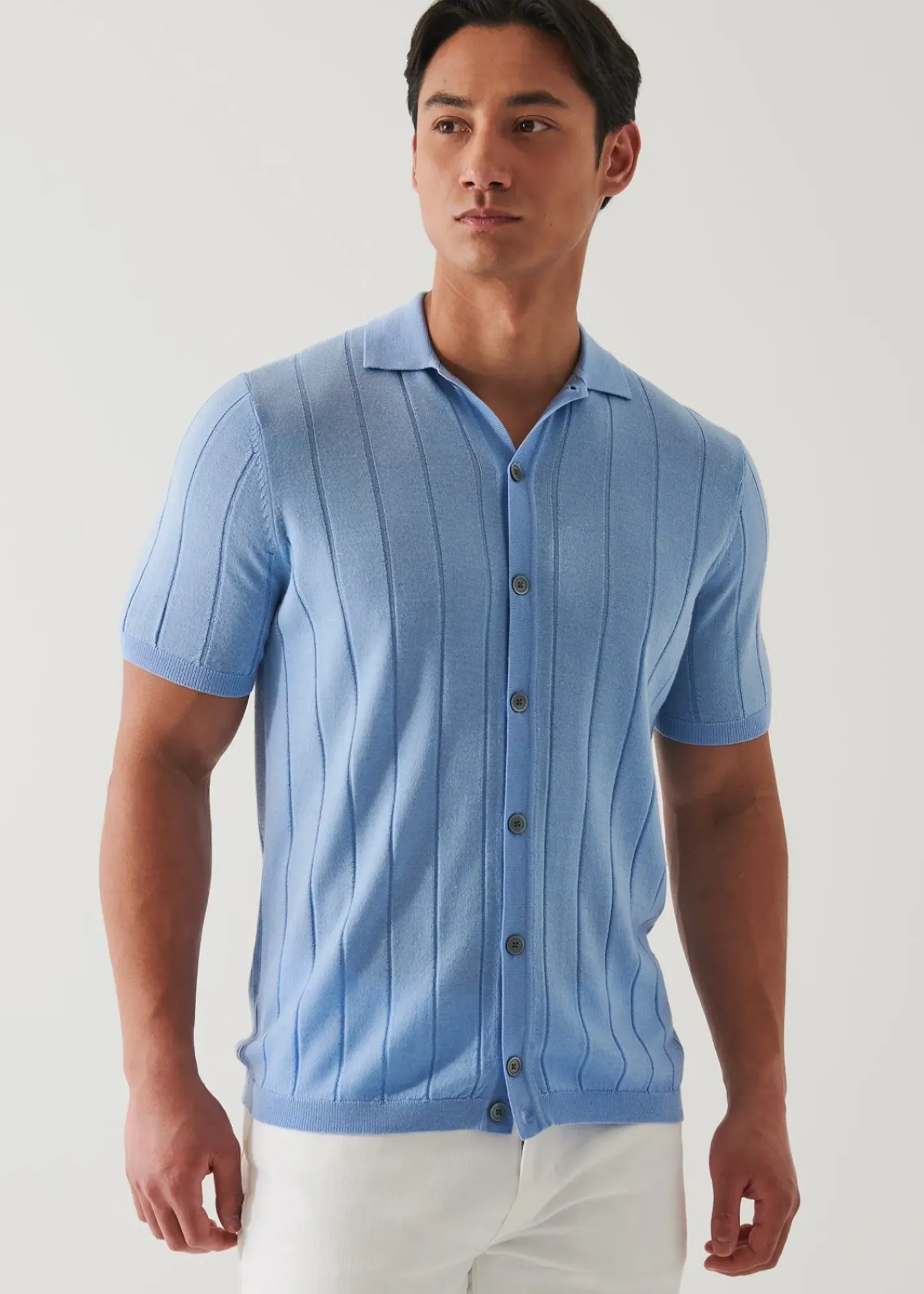 PATRICK ASSARAF Merino Wool-Silk Blend Knit Button Up|Men Knitwear