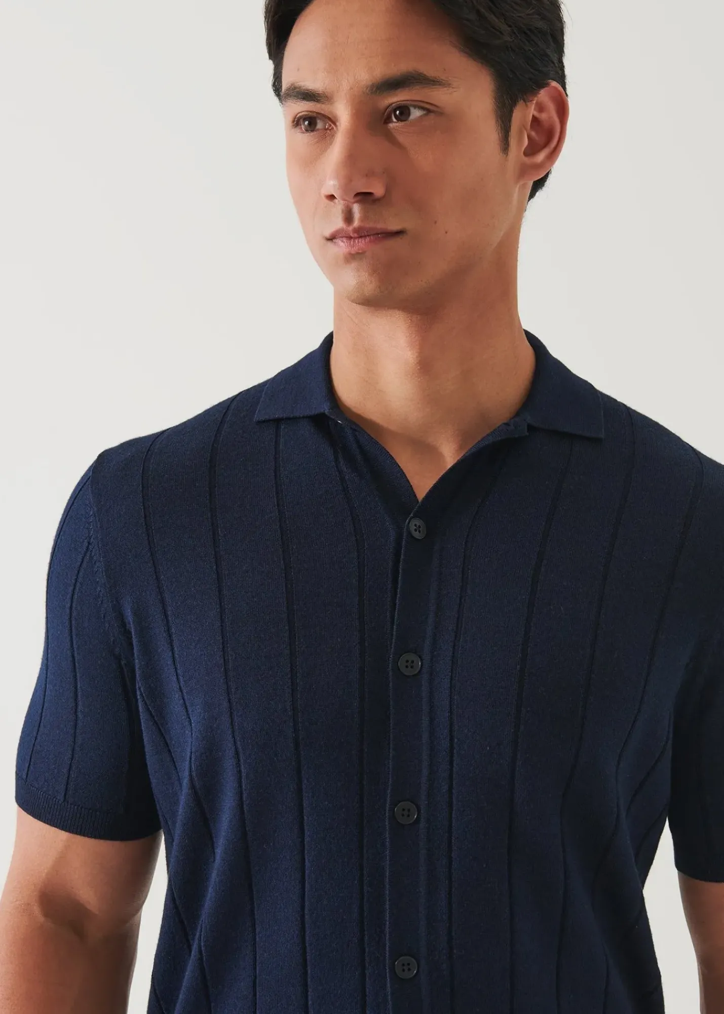 PATRICK ASSARAF Merino Wool-Silk Blend Knit Button Up|Men Knitwear
