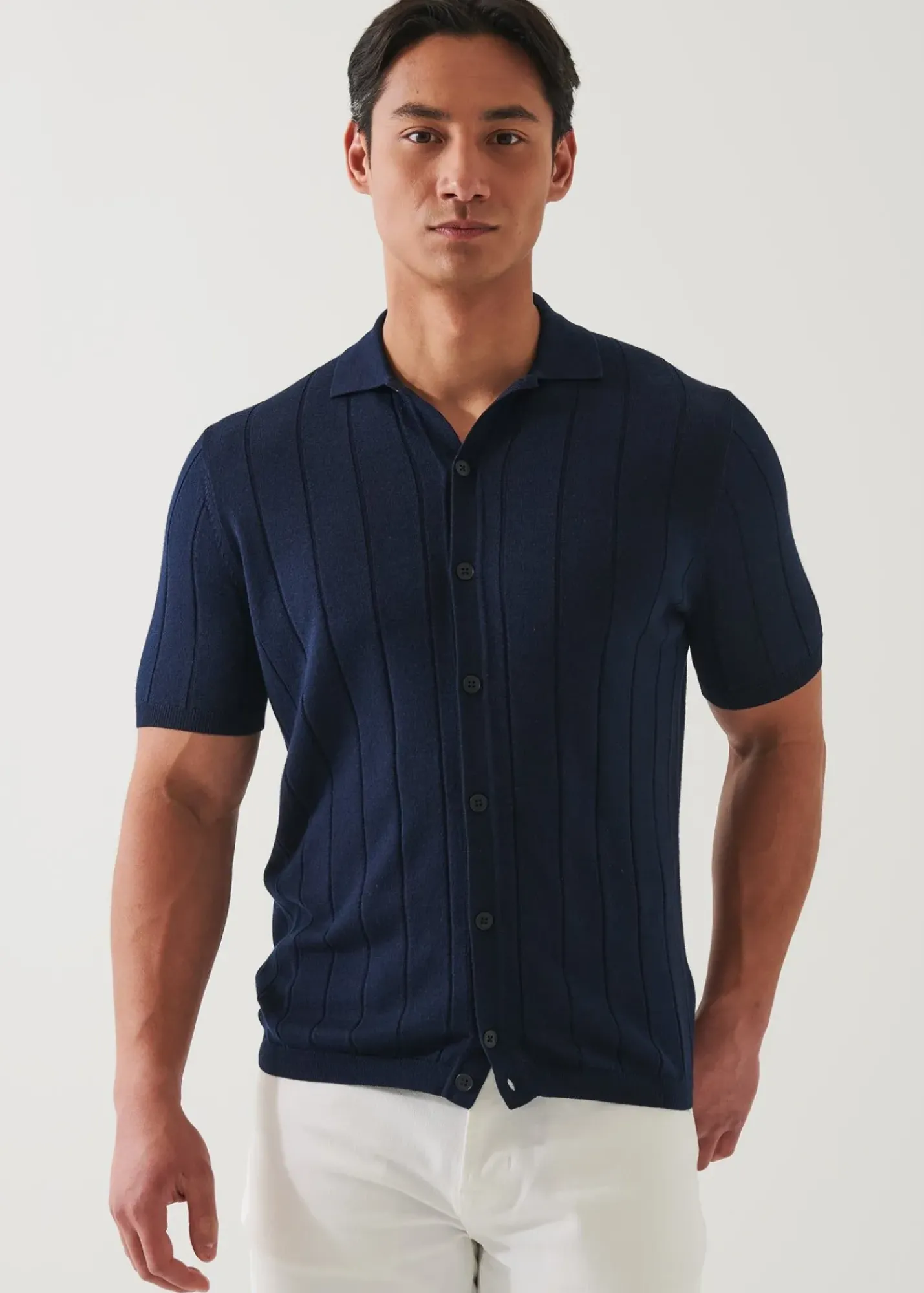 PATRICK ASSARAF Merino Wool-Silk Blend Knit Button Up|Men Knitwear