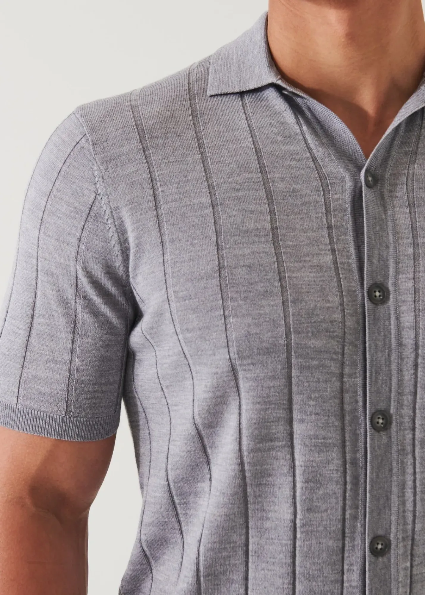 PATRICK ASSARAF Merino Wool-Silk Blend Knit Button Up|Men Knitwear