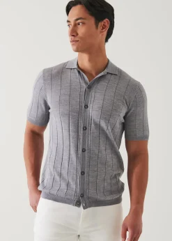 PATRICK ASSARAF Merino Wool-Silk Blend Knit Button Up|Men Knitwear