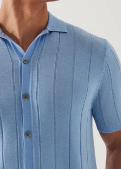 PATRICK ASSARAF Merino Wool-Silk Blend Knit Button Up|Men Knitwear