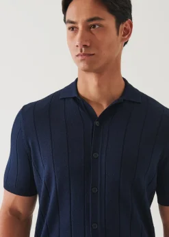 PATRICK ASSARAF Merino Wool-Silk Blend Knit Button Up|Men Shirts