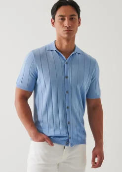 PATRICK ASSARAF Merino Wool-Silk Blend Knit Button Up|Men Shirts