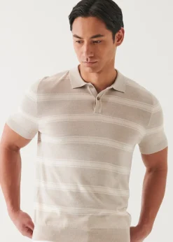 PATRICK ASSARAF Merino Wool-Silk Blend Striped Polo|Men Polos