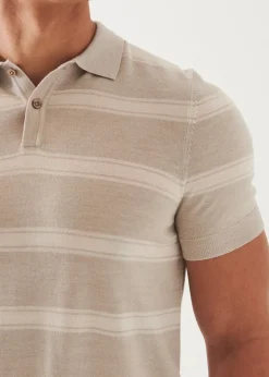 PATRICK ASSARAF Merino Wool-Silk Blend Striped Polo|Men Polos