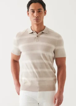 PATRICK ASSARAF Merino Wool-Silk Blend Striped Polo|Men Polos